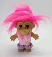 Russ Exercise Workout Aerobics Troll Doll Pink Hair  Bodysuit w/ Sweatbands