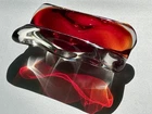 1960s Murano Sommerso Ruby Red Heavy Glass Bowl Cigar Ashtray 8″ Italy MCM VTG