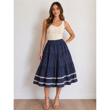 Vintage K.B.Y. California USA Prairie Cottagecore Lace Trim Skirt