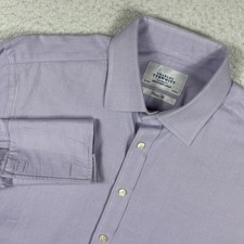 Charles Tyrwhitt Dress Shirt Mens 16.5 35 Purple Classic Fit French Cuff Stripe