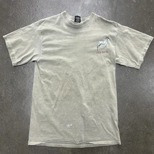 Vintage Sea Dog Sportswear Shirt Mens Medium Tan Pirate Dalmatian Myrtle Beach