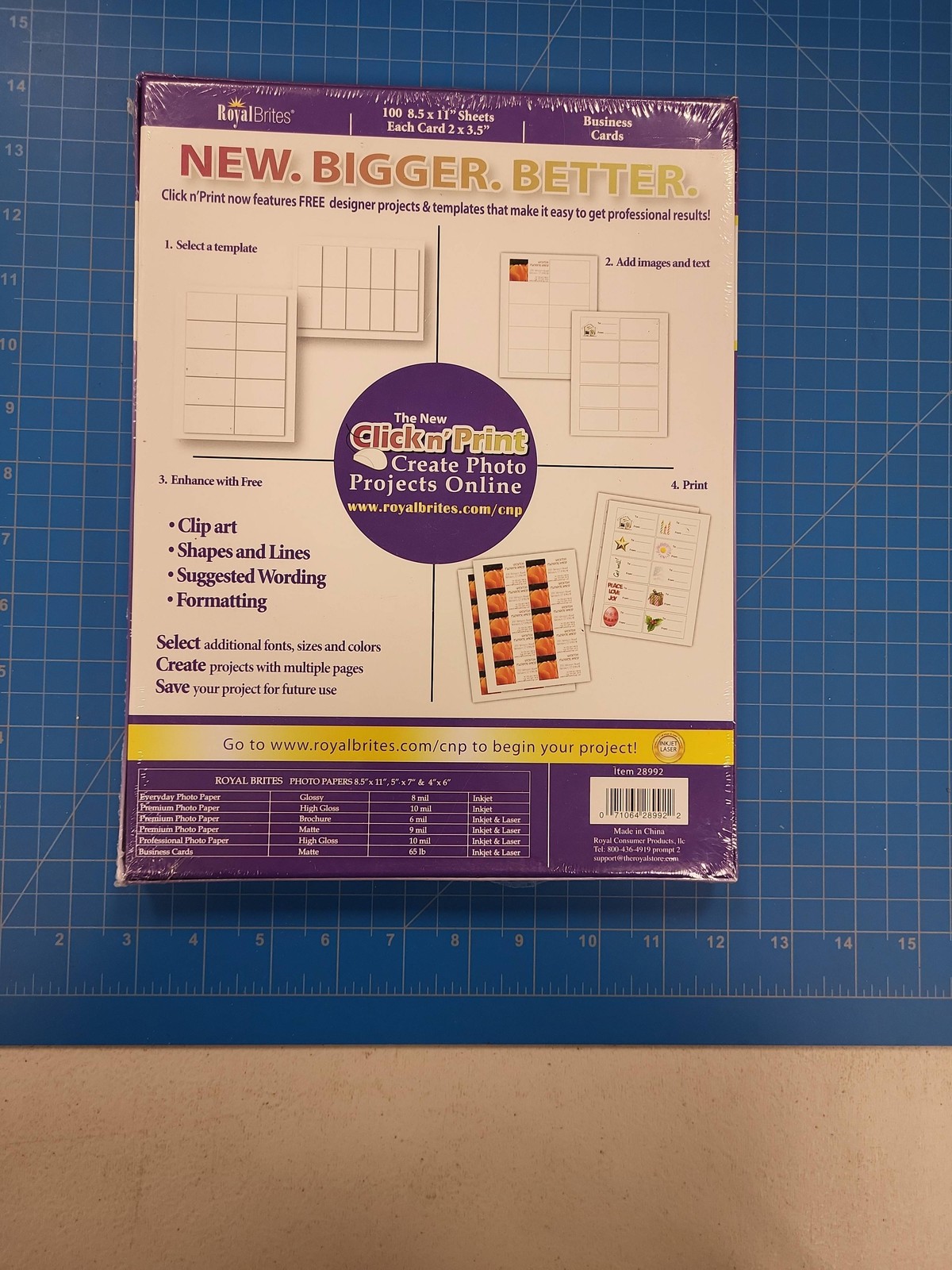 Royal Brites Business Cards Matte White 1000 Count Click N Print 8.5x11 Sheets