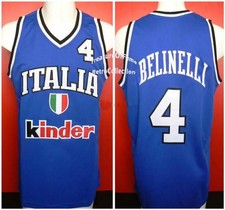 Throwback Belinelli 4 Team Italia Italy Basketball Jersey Sewn Custom Blue
