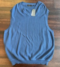 NWT Greg Norman XL Vest MensBlue V-Neck Golf Sleeveless Cotton Sweater
