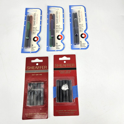 Sheaffer Classic Fountain Pen Ink Cartridges Lot 5 Packs Assorted Black Blue Red