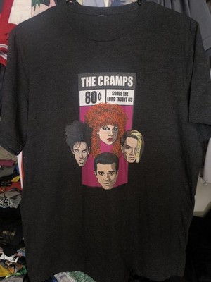 The cramps new York punk rock surf caricature stamp large band tee shirt rare