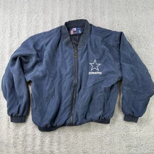 Dallas Cowboys Jacket Mens Medium JH Design Silk Blue NFL Football Bomber
