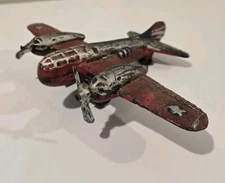 Vintage WWII Art Deco Cast Iron Twin Propellers Model Bomber Aircraft RARE
