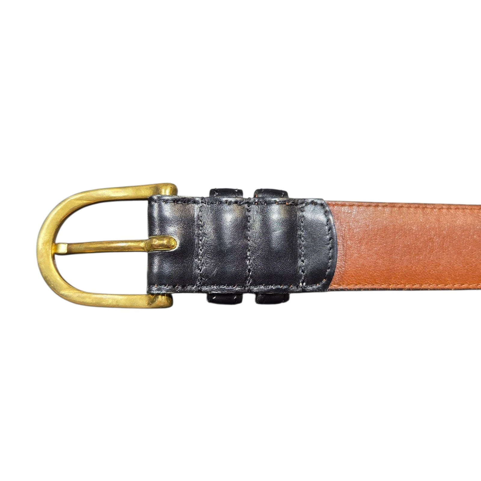 Cintura Coach vintage nera cintura pelle uomo taglia 40 ottone fibbia imbracatura 3858 USA