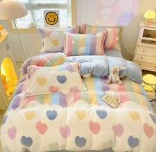 Queen Duvet Cover, Rainbow Pink 3Pcs Full Size Bedding Sets, Aesthetic Comfor...