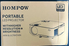 HOMPOW Portable LED Projector 1080p Max 1500 Lumens 16:9 HDMI/AV White