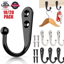 10/20 Pack Metal Single Hook Towel Key Hanging Hangers Robe Wall Mounted Hooks