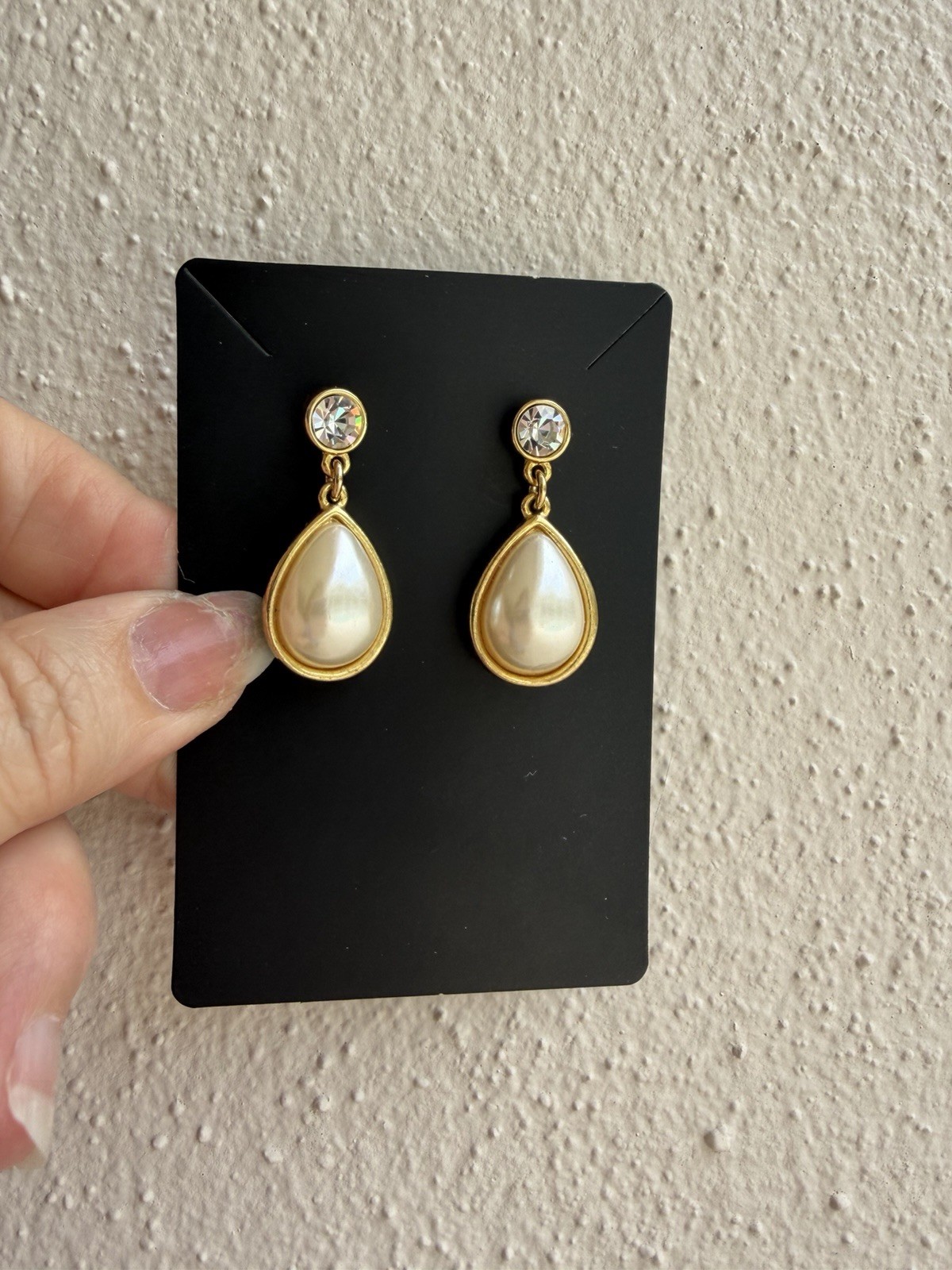 Lot Of Two Vintage Gold Tone And Faux Pearl Costume Pierced Dangle Earrings.