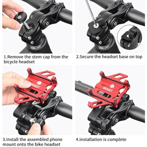 Headset Top Cap Bicycle Mobile Phone Stand for 4.5-7.0" Phone Cycling Bracket - 第 3/20 張圖片