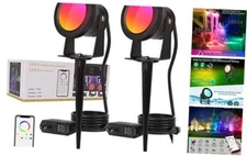 Smart Outdoor Lights,15w Backyard Lights with US 2 Packs-APP Control ONLY