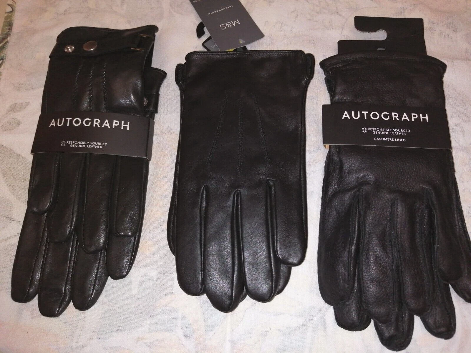 NEW M&S Men's Various Genuine Leather Gloves - Black