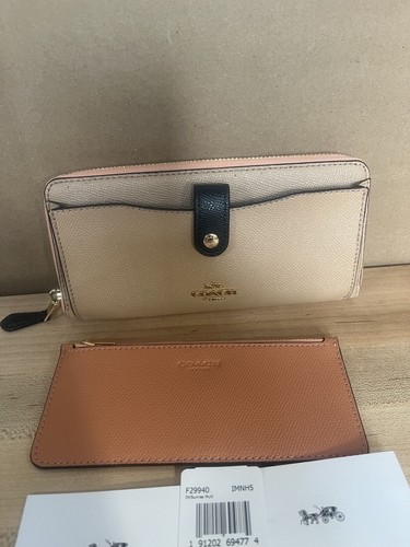PORTAFOGLIO COACH MULTIFUNZIONE IN PELLE A GRANA INCROCIATA in oro rosa/marrone prezzo al dettaglio $275 - Foto 2 di 18