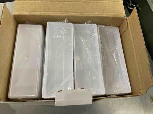 100 Rectangle White Plastic Modern Plates 5.2” x 1.8” Restaurantware Mini Tray - Picture 4 of 5