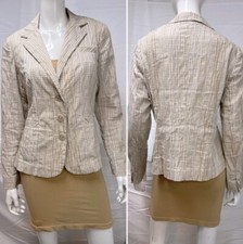 CAbi M Khaki White Ginger Snap Gingham Plaid Cotton Blend Blazer Jacket 346