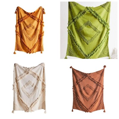 Boho Blanket Throw, Tufted Blanket throw, Bohemian Throw Blanket, Cotton Blanket