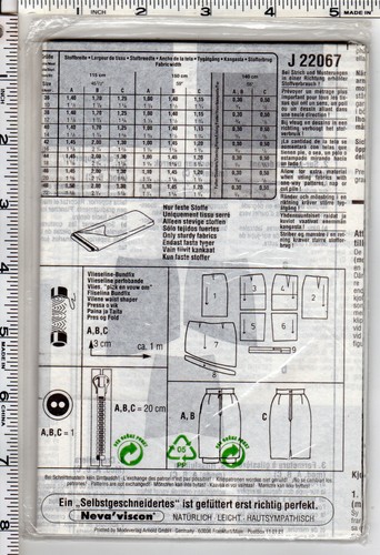 Neue Mode *STIL* Multisize Sewing Pattern # J22067 "Ladies' Skirts" Sizes 10-22 - Picture 4 of 4