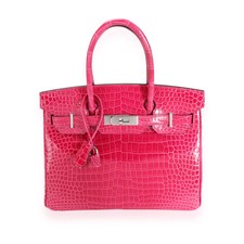 Nib Hermès Rose Mexico Shiny Porosus Crocodile Birkin 30 Phw