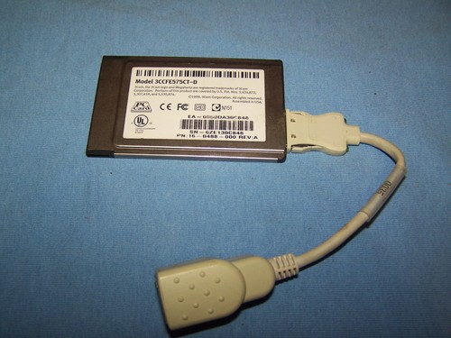 Dell 3Com Fast 10/100 LAN Ethernet PC Card with Dongle Cable 3CCFE575CT-D - Picture 2 of 2