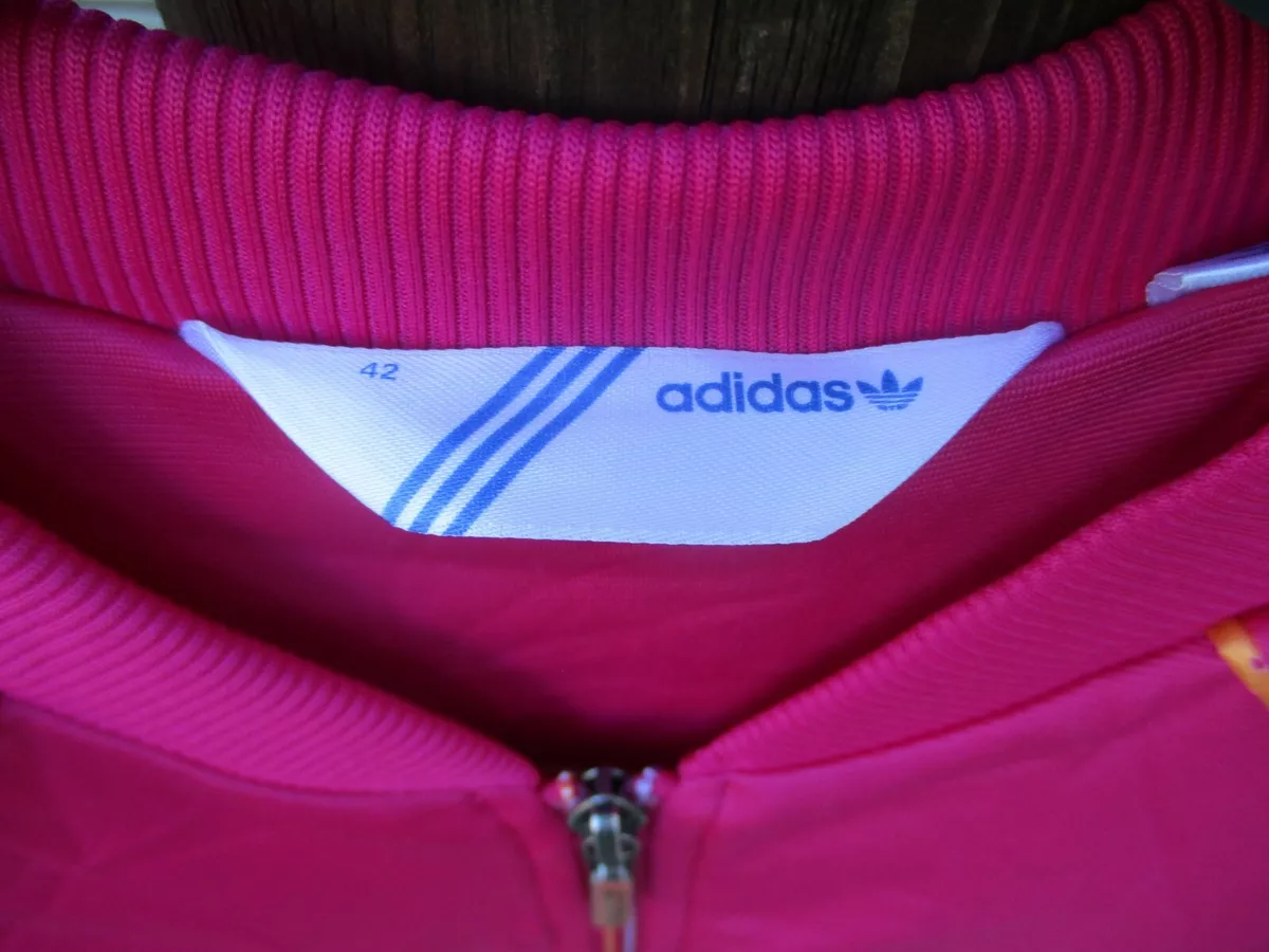 ADIDAS Pink Orange Girl Womens Trefoil Jacket Tracktop 42 Jacket