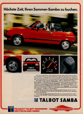 3w20044/ Vintage 1984 Advertising - Talbot Samba