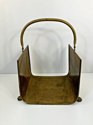 VTG Brass Fireplace Log Holder Claw Feet Footed - Picture 4 of 7