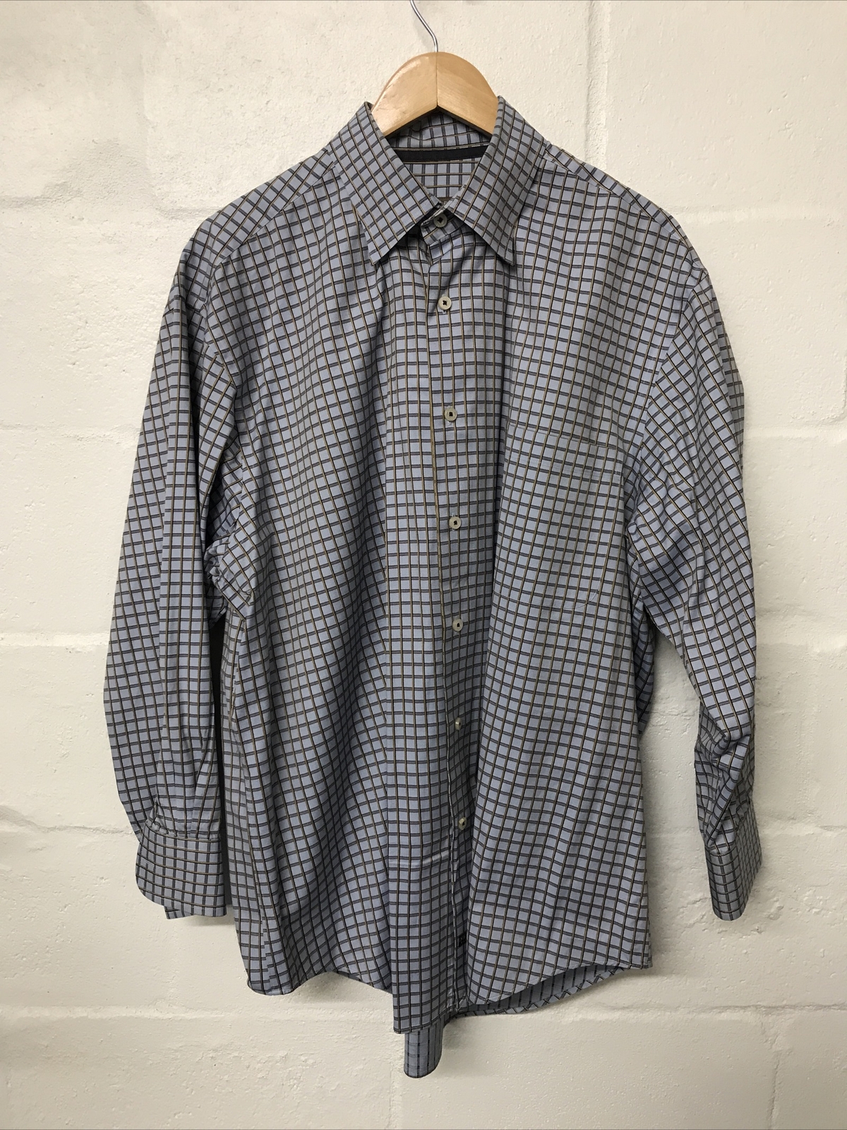 Robert Talbott Button Up Blue Windowpane Long Sle… - image 8