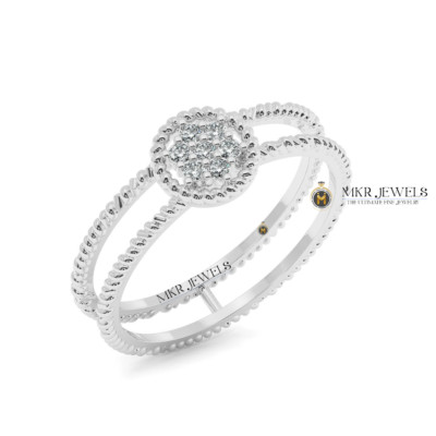 0.09 Ct 14K Genuine White Gold Round Diamond Petite illusion Minimalist Gift Rin