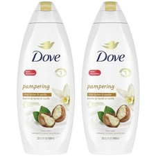2 Pack - Dove Body Wash for Dry Skin Shea Butter Warm Vanilla Cleanser 22oz Each 0.98 per gallon