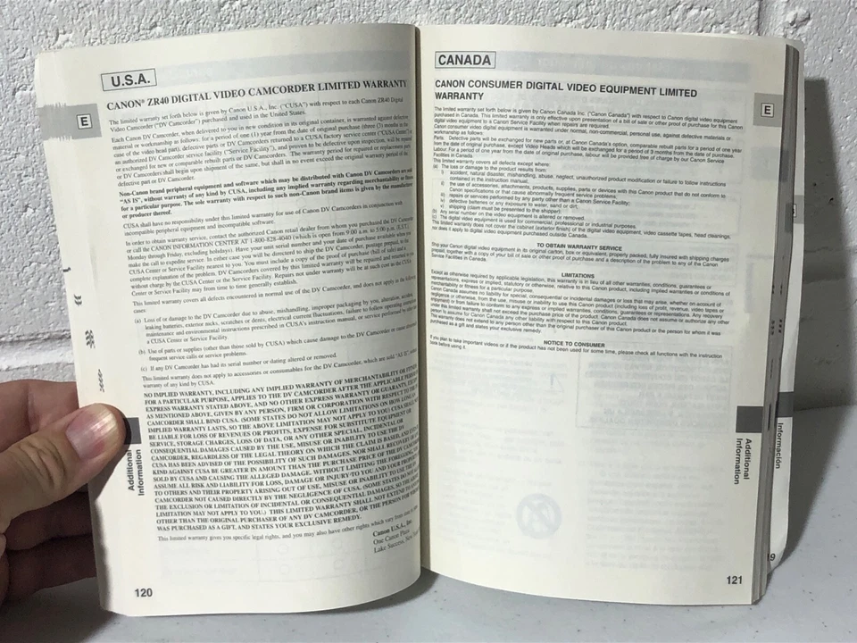 Canon ZR40 Mini DV Camcorder Video Users Manual Instruction Book Booklet ONLY - Image 3 of 3