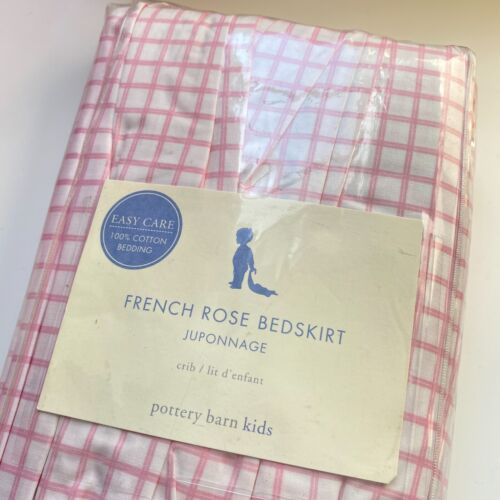 Falda de cama para cuna rosa francesa rosa blanca nueva - Imagen 1 de 5