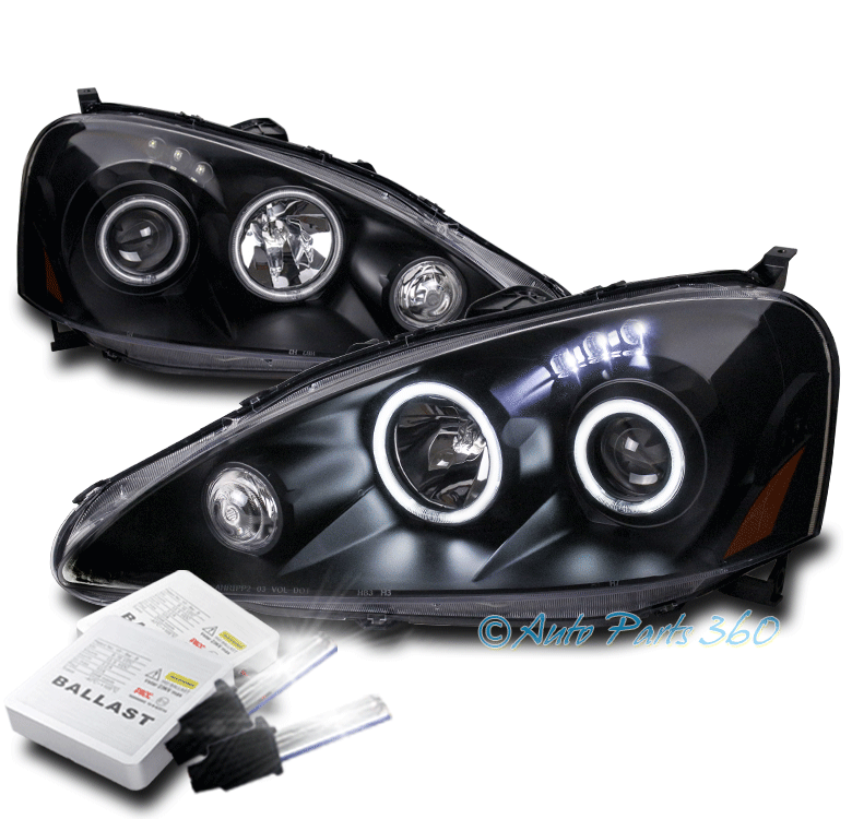FOR 0506 ACURA RSX CCFL HALO LED BLACK PROJECTOR HEADLIGHTS LAMP W/8K