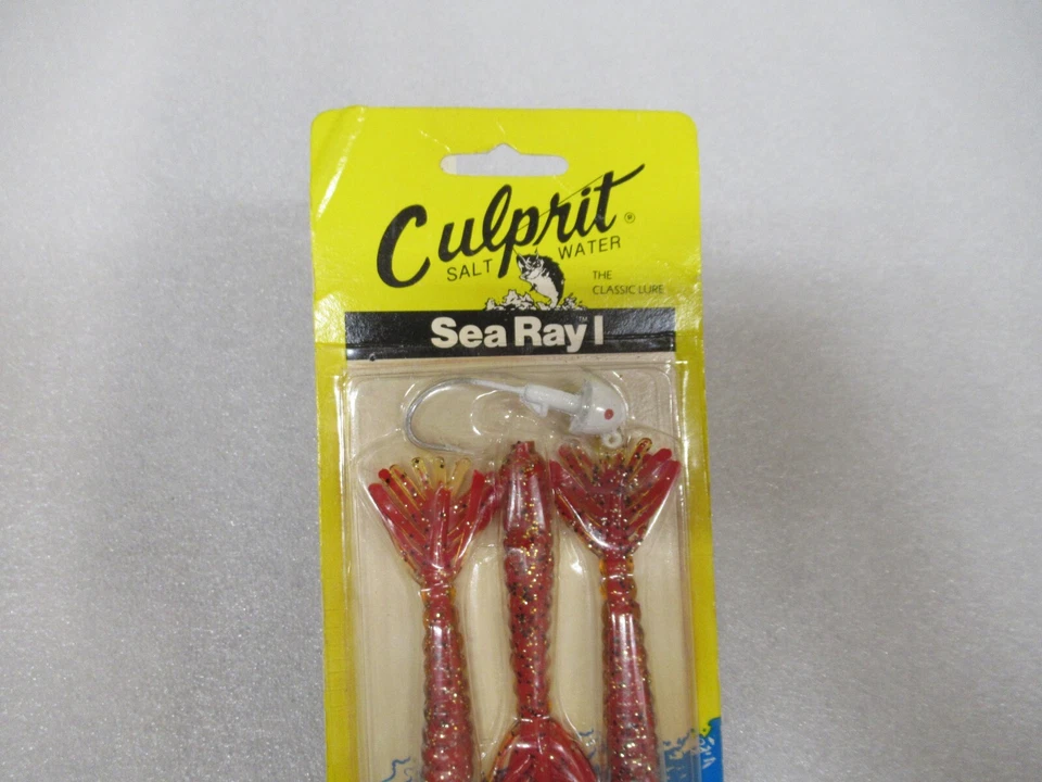 Винтажная новая рыболовная приманка на карте Culprit Sea Ray I Red Sparkle Bloody Mary 4 дюйма - Изображение 3 из 4