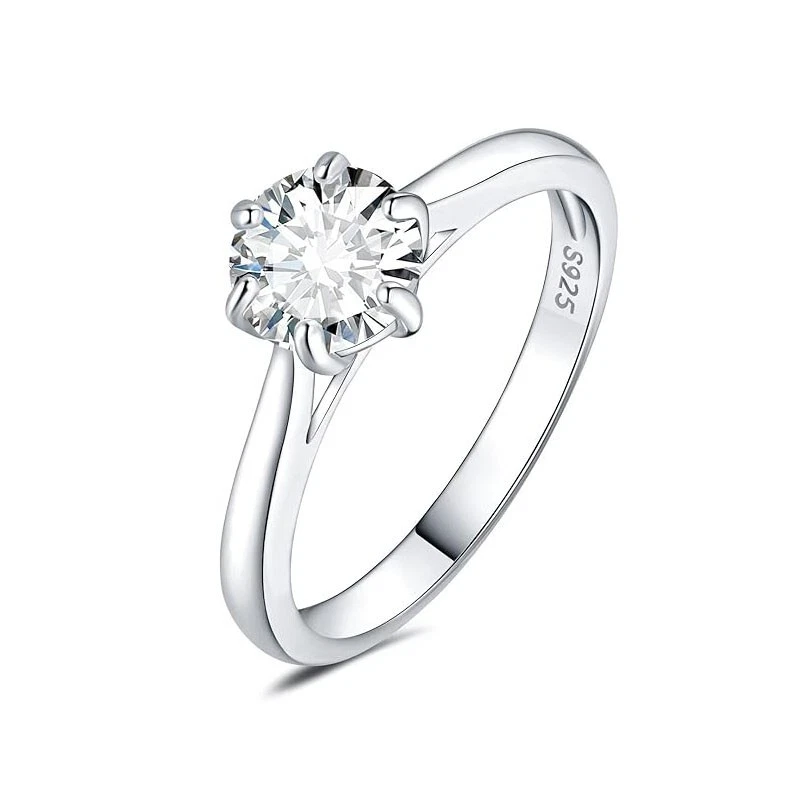 1ct/2ct/3ct/5ct Moissanite Diamond Solitaire Ring Engagement 925 Sterling Silver - Image 3 of 4