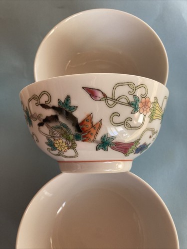 Set of 4 Vintage Chinese Jingdezhen Butterfly Bowls - 4.5" Aromatherapy - Picture 5 of 13