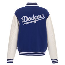 MLB Los Angeles Dodgers Reversible Fleece Jacket PVC Sleeves Embroidered Logos