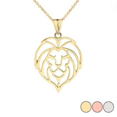 Löwenkopf Cut Out Anhänger Halskette in Gold (gelb/rose/weiß)