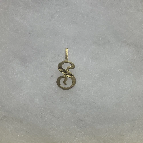 14K Yellow Gold Script Letter Initial " S " Charm Necklace Pendant ~ Cursive