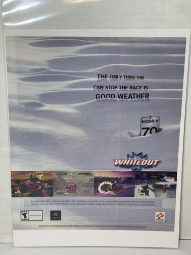 Affiche d'art imprimée blanche PROMO Xbox PlayStation 2 PS2 PC Konami Retro B - Photo 1/5