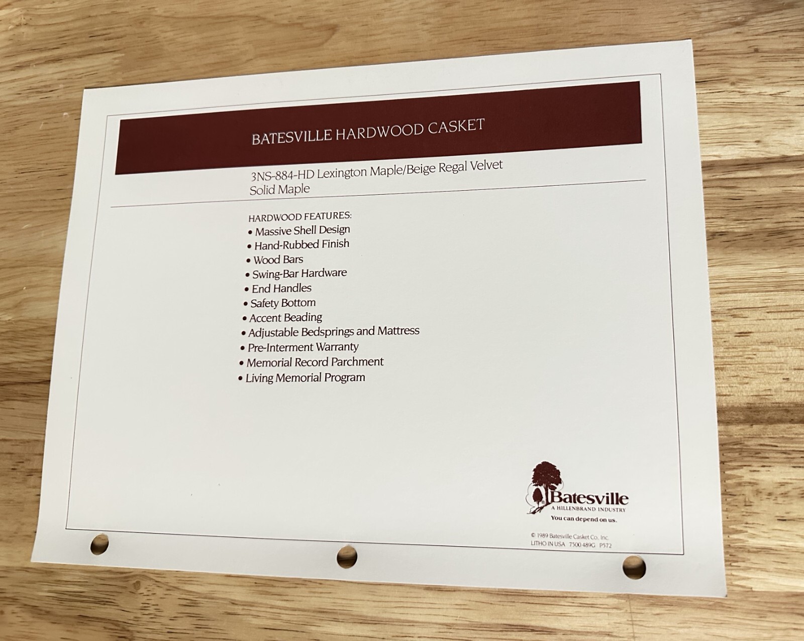 Batesville Casket Lexington Maple Beige Regal Funeral  Print Ad Oddity
