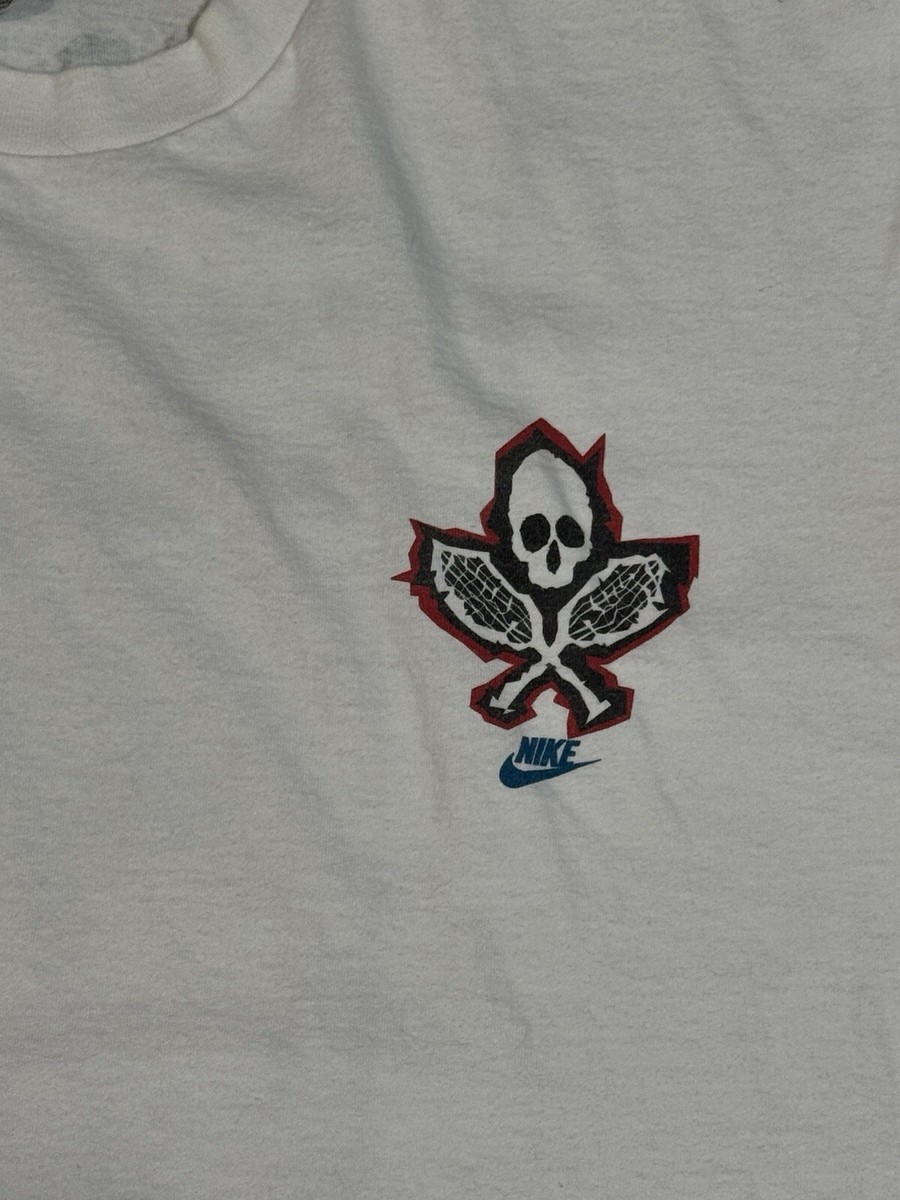Vintage 90s Nike Tennis Sucks Banned Logo Print Skeleton Skull