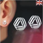 Cute Women 925 Sterling Silver Rhyme Flow Ear Stud Earrings UK SELLER
