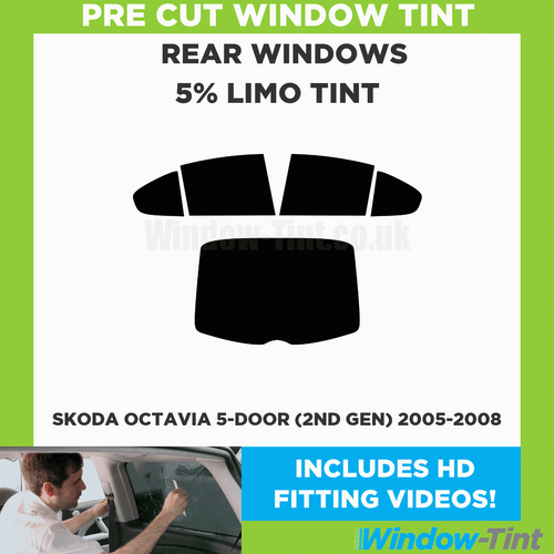 Pre Taglio Pellicola Finestrini per Skoda Octavia 5-door (2nd Gen) 2005-08 5% - Picture 2 of 10