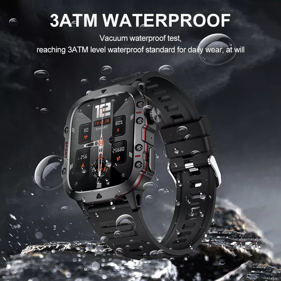 Men Smart Watch for iOS Android Sport Fitness Tracker 3ATM Waterproof