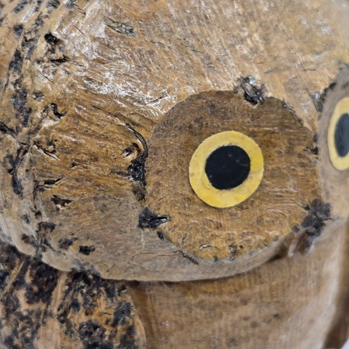 Coconut shell Owl Statue Figure Hidden Hinged Chamber Handmade Desktop 6” Mcm - Picture 4 of 20