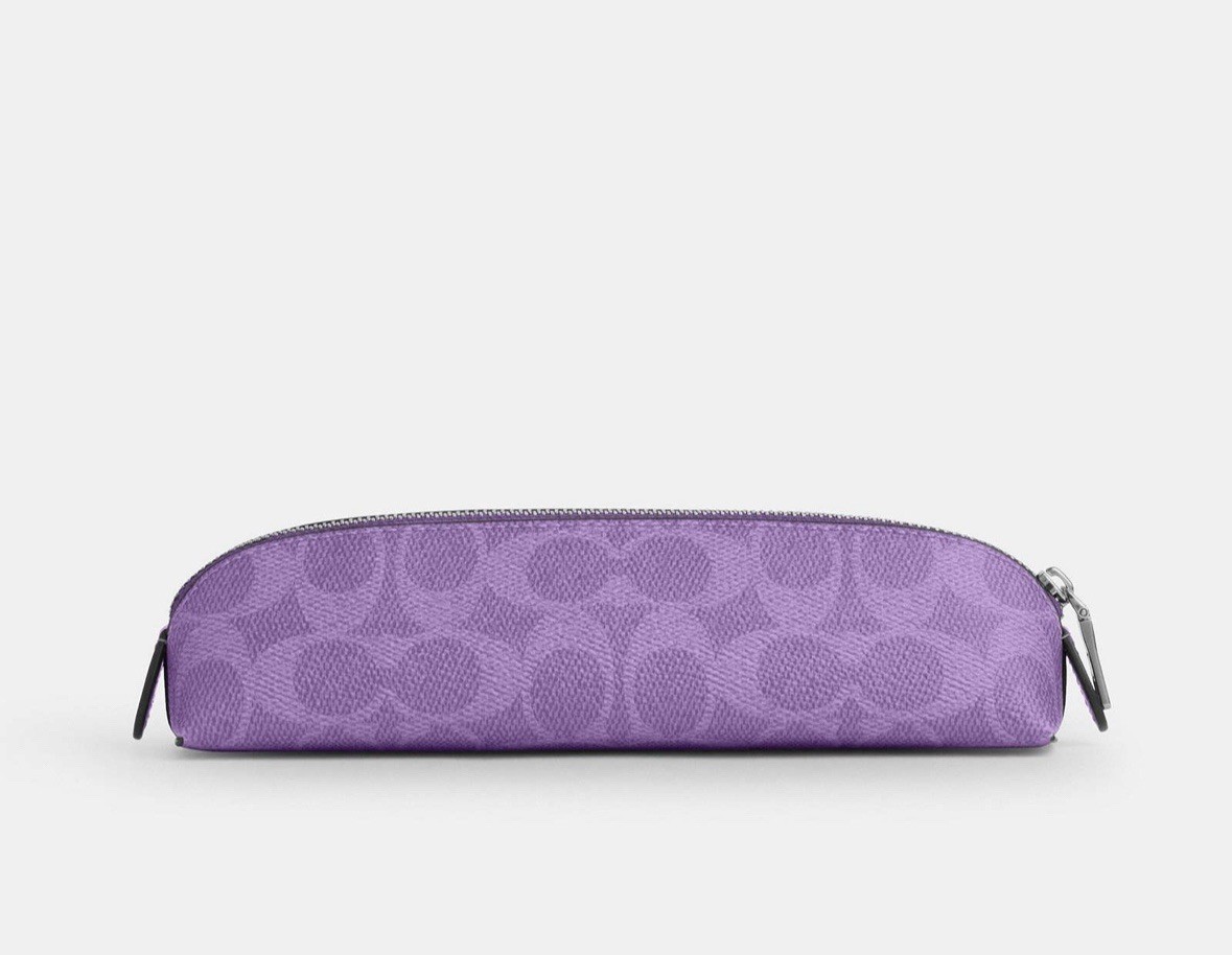 NWT Coach Pencil Case In Signature Canvas in Iris purple CZ206 | eBay